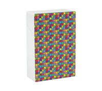 Boîte à cigarettes légère et compacte en forme de puzzle coloré, symbole de sensibilisation à l'autisme, élégante et étanche.