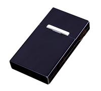 Boîte à Cigarettes Longues en Aluminium Ultra Fine Hommes Dames Étui à Cigarettes à Rabat Ménage Voiture Boîte de Rangement Peut Tenir 20 Cigarettes 104 x 64 x 17 mm (Noir)