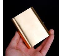 Boîte à Cigarettes Portable Roulée à La Main Étui à Cigarettes Scellé Boîte à Cigarettes en Métal Perforé Boîte à Cigarettes en Cuivre Résistante à La Pression, Gold, 4.9 * 7cm