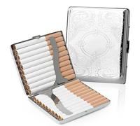 Boîte à Cigarettes pouvant Contenir 20 Cigarettes, Boite a Cigarettes Homme, Boîte à Cigarettes avec Clip, Etui Cigarette en Métal Argenté