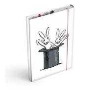 Boîte à classeurs pour cartable - Classeur A4 ou A5 pour enfants avec élastique et rabats intérieurs - Chemise de collection avec élastique pour filles et garçons (lapin, A4)