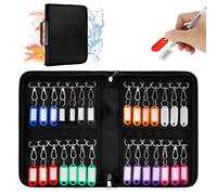 Boite à Clé Portable, 28*20.5*5.4cm Boîte à Clé à Fermeture Éclair avec 28 Crochets et Étiquettes, Armoire à Clés pour Voiture/Hôtel/Bureau/Maison, Organisateur de Clé Portable Imperméable/Ignifuge