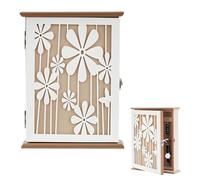 Boite A Clef Bois, éLéGante Marguerite Armoire A Clef Murale Vintage Boite à Clé Murale 26 × 20 × 6cm avec 6 Crochets pour Ranger CléS Et Petits Objets IdéAle pour L'EntréE Le Bureau Le Couloir