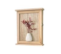 Boite a Clef Decorative Interieur en Bois, Porte Clef Mural avec 6 Accroche, Fleur Sechees Decoration Murale Chambre, Range Boite à Clé pour Entrée, Support Cle sans Percage ou Percage (Blanc-Rouge)