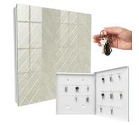 Boîte à clés 30x30x5 cm Chevrons Beiges Porte Droite Blanc | Rangement | Sécurité | Accroche-clés | Coffret | Boîtier | Décoratif | Crochet | Mobilier | Attache | Fixation | Entrée