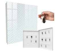 Boîte à clés 30x30x5 cm Chevrons subtils Porte Droite Blanc | Rangement | Sécurité | Accroche-clés | Coffret | Boîtier | Décoratif | Crochet | Mobilier | Attache | Fixation | Entrée