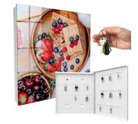 Boîte à clés 30x30x5 cm Petit-déjeuner aux Fruits Porte Droite Blanc | Rangement | Sécurité | Accroche-clés | Coffret | Boîtier | Décoratif | Crochet | Mobilier | Attache | Fixation | Entrée