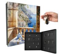 Boîte à clés 30x30x5 cm Petit-déjeuner sur la terrasse Porte Droite Noir | Rangement | Sécurité | Accroche-clés | Coffret | Boîtier | Décoratif | Crochet | Mobilier | Attache | Fixation | Entrée