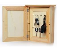 Boîte à clés en bois Armoire de rangement des clés Porte-crochets Organisateur monté au mur 2 couches