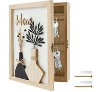 Boîte à clés en bois avec 6 crochets à clés, fleurs séchées, rangement mural pour clés, support mural vintag TRANSPORT DES ALIMENTS
