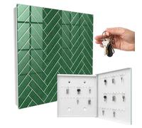 Boîte à clés en métal 30x30x5 cm Chevrons Verts Porte Droite Blanc | Rangement | Sécurité | Accroche-clés | Coffret | Boîtier | Décoratif | Crochet | Mobilier | Attache | Fixation | Entrée