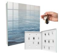 Boîte à clés en métal 30x30x5 cm Harmonie Maritime Porte Droite Blanc