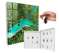 Boîte à clés en métal 30x30x5 cm Paradis Vert Porte Droite Blanc