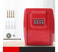 Boîte à clés étanche avec combinaison à 4 chiffres - Fixation murale - Coffre à clés sécurisé pour clés cachées - Pour maison, école et jardin - Rouge