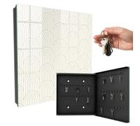 Boîte à clés métal & Verre 30x30x5 cm arcs géométriques Porte Droite Noir | Rangement | Sécurité | Accroche-clés | Coffret | Boîtier | Décoratif | Crochet | Mobilier | Attache | Fixation | Entrée