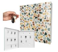 Boîte à clés métal & Verre 30x30x5 cm Mosaïque de Galets Porte Gauche Blanc