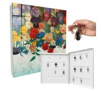Boîte à clés métal & Verre 30x30x5 cm Paradis des Fleurs Porte Droite Blanc