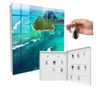 Boîte à clés métal & Verre 30x30x5 cm Paradis Tropical Porte Droite Blanc