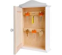Creative Deco Boîte a Clés Murale en Bois Blanc avec 6 Crochets | 20 x 6 x 29,5 cm | Armoire à Clés Idéal Rangement, Découpage et Décoration | Organiseur Boite de Rangement pour Porte Clés