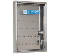 Boîte À Clés Murale Décorative 45/48 Touches Grande Capacité Placard À Clés avec Portes Vitrées, Mural en INOX Armoire À Clés, Type De Serrure À Clé (Color : Silver-Without Label, S : 45-Keys)