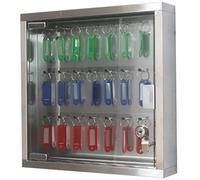 Boîte À Clés Murale Décorative Accueil Mural INOX 24 Clés Armoire À Clés, Bureau Transparent Et Visible Placards À Clés, Type De Serrure À Clé (Color : Silver-with Label, S : 24-Keys)