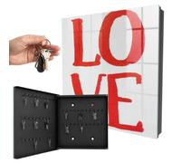 Boîte à clés Murale en Verre 30x30x5 cm Amour Rouge Porte Gauche Noir
