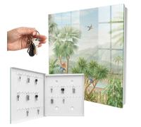 Boîte à clés Porte en Verre 30x30x5 cm Paradis Tropical Porte Gauche Blanc