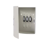 Boîte à clés Relaxdays, avec Porte, 9 Crochets, Home Sweet Home, H x L x P : 24 x 21 x 6,5 cm, magnétique, Blanche