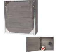 Boîte à clés Virginia, armoire à clés en bois, look shabby vintage 27x27x6cm ~ gris-brun