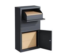 Boîte à Colis avec boîte aux Lettres, Anthracite Clement, 44 × 22 × 82 cm, Boîte à Colis étanche en Acier, verrouillable, Facile à Installer sur Pied, Pratique avec système de Trappe + serrures