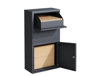 Boîte à Colis avec boîte aux Lettres, Anthracite Clement, 44 × 22 × 82 cm, Boîte à Colis étanche en Acier, verrouillable, Facile à Installer sur Pied, Pratique avec système de Trappe + serrures