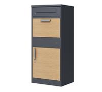 Axi Levi Boîte À Colis En Métal Anthracite/Imitation Bois - 50,6 X 38,3 X 112 Cm| Boîte Aux Lettres Pour Colis Avec oite Aux Lettre Colis