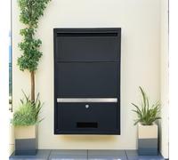 Boîte à Colis - Boîte aux Lettres pour Colis - Noir - Boîte à Colis - Boîte Murale ou Autonome - Comprend Support de Fixation Mural - Courrier & Colis - Tapis Amortisseur Offert - ParcelXL®