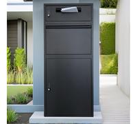Boîte à Colis - Boîte Aux Lettres pour Colis - Noire - Libre Pose Ou Fixation Murale - Compartiment Séparé - Serrure À Code - Tapis Amortisseur Offert - Acier Résistant - DuoBox ParcelXL®
