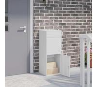 Boîte à colis en acier blanc 41 x 38 x 103 cm avec porte et serrure, boîte à colis résistante aux intempéries pour l'extérieur, verrouillable, idéale pour jardin, entrée et clôture, espace de