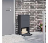 Boîte à colis moderne en acier anthracite, 44 x 22 x 82 cm, avec fermeture à loquet et poignées argentées pour un rangement sûr des colis et du courrier à l'extérieur.