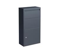 Boîte à Colis Relaxdays, clapet, 2 clés, H x L x P : 82 x 44 x 22 cm, Acier galvanisé, boîte aux Lettres sur Pied, Gris