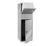 Wiltec Boîte à colis verrouillable gris argenté 460 x 450 x 1400 mm, Boîte aux lettres sur pied, pour colis Taille S et L, Usage domestique courrier