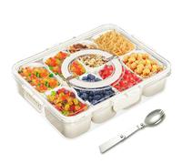 Boîte à Collation avec Couvercle, Boite Compartiment Alimentaire Snack(8 Compartiments Amovibles) Boîte de Rangement de Collation, Bol à Collation, pour Noix, Bonbons, Biscuits, Fruits, Snacks, Épices