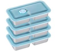 Boîte à collation en acier inoxydable 4 pièces 2 compartiments conteneurs de préparation de repas en acier inoxydable