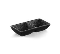 boîte à collation Plat à sauce mat à 2 grilles, soucoupe à trempette for fondue chaude, bol d'apéritif for restaurant, assiette d'assaisonnement au vinaigre de soja assiettes à collation(Noir)