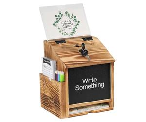 Boîte à commentaire avec tableau noir - En bois - Collection de suggestions | Coffre de collecte d'espaces publics pour milieu de travail d'hôpital - Boîte à conseils en bois verrouillable pour les dons