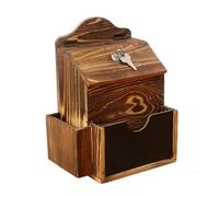 Boîte à commentaires décorative murale rétro en bois avec tableau à message verrouillable et compartiment latéral en bois