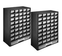 BOITE A COMPARTIMENT - TECTAKE - Lot de 2 casiers à vis 41 tiroirs transparents Tiroirs séparables et empilables - Noir/Blanc