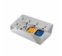 Boîte à Condiments en Acier Inoxydable, Support à épices en Acier Inoxydable, Station de Garniture, Distributeur de Condiments, Support de comptoir pour Condiments, sauces et confitures (67,