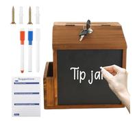 Boîte à conseils en bois, conteneur privé mural, avec | Caisse pour la collecte de conseils et méchandises, pour café, école, bureau, bar et salle commune