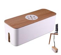 Boîte à cordon - Gestion des câbles de bureau - Boîte de gestion des câbles couvercle en bois, organiseur de câbles pour bureau, TV, ordinateur, système de moyeu USB pour couvrir et cacher &