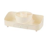 Boîte à cosmétiques de comptoir,boîte de rangement pour cosmétiques, Organisateur cosmétique rechargeable miroir pour bureau, Vitrine de rangement de maquillage, baril rotatif attaché pour rouges à lè