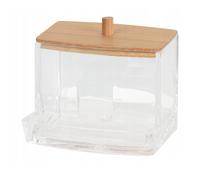 Boîte à coton-tiges en PS et bambou