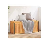 Boîte à coussins d'extérieur bois d'acacia solide et acier, conteneur à coussins, boîte de rangement, boîte à 367609